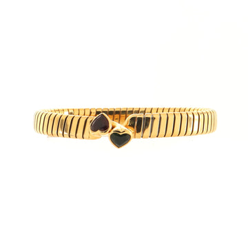 Bvlgari Double Heart Tubogas Bracelet 18K Yellow Gold with Peridot and Tourmaline
