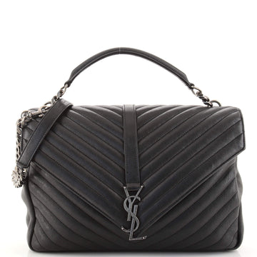 Saint Laurent Classic Monogram College Bag Matelasse Chevron Leather Large
