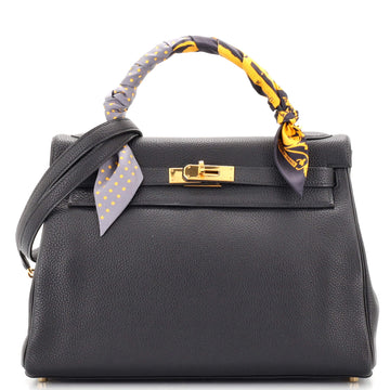 Hermes Kelly Handbag Black Togo with Gold Hardware 32