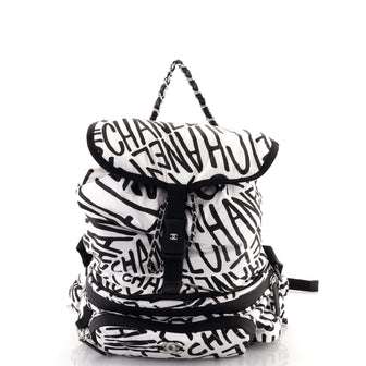 Chanel Coco Neige Convertible Flap Backpack Quilted Printed Nylon Large