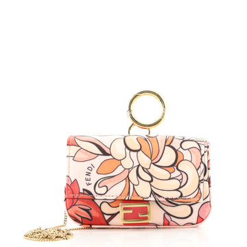 Fendi Chain Baguette Charm Bag Printed Satin Nano