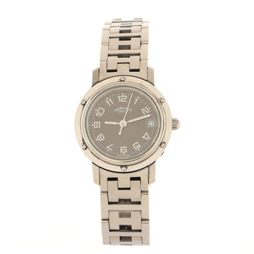Hermes Clipper Quartz Watch Stainless Steel 24