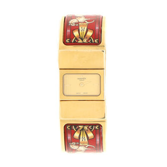 Hermes Loquet Quartz Watch Plated Metal and Printed Enamel 20