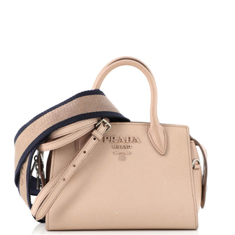 Prada Monochrome Tote Saffiano with City Calf Mini