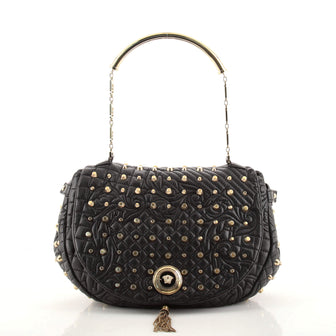 Versace Vanitas Chain Tassel Crossbody Bag Studded Barocco Leather Large