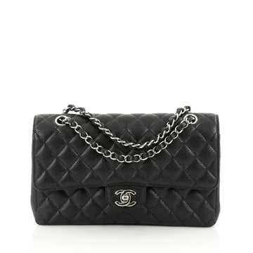 Chanel Classic Double Flap Bag Quilted Caviar Medium Black