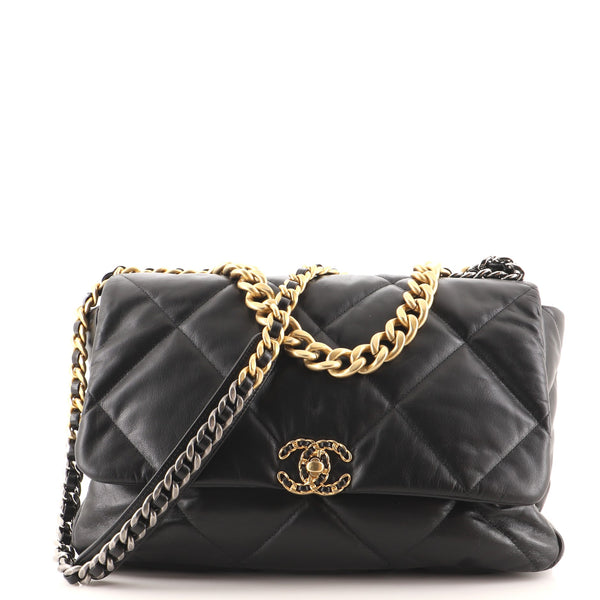 Chanel 19 Flap Bag Quilted Goatskin Maxi Black 1608901