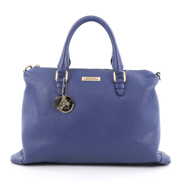 Versace Convertible Boston Bag Vitello Stampa Alce Large Blue