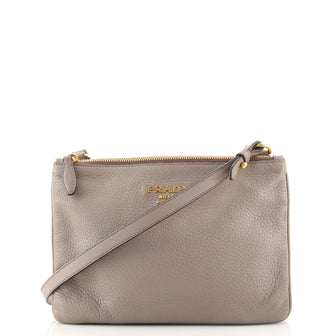 Prada Double Zip Crossbody Bag Vitello Daino Small