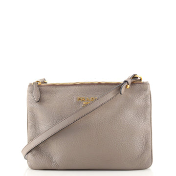 Prada Double Zip Crossbody Bag Vitello Daino Small