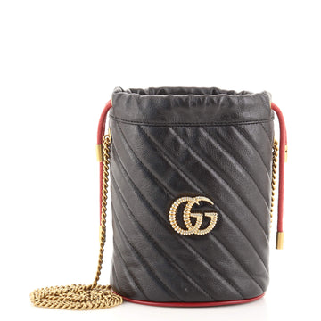 Gucci GG Marmont Bucket Bag Diagonal Quilted Leather Mini