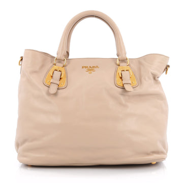 Prada Convertible Buckle Tote Soft Calfskin Large