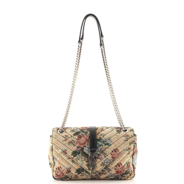 Saint Laurent Classic Monogram Envelope Satchel Matelasse Chevron Printed Fabric Medium