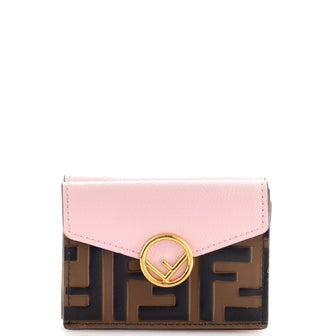 Fendi F is Fendi Trifold Wallet Leather with Zucca Embossed Detail Micro