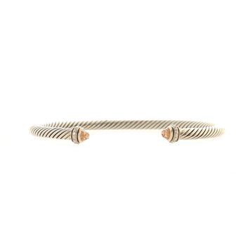 David Yurman Cable Classic Bracelet Sterling Silver with Morganite and Diamonds 5mm