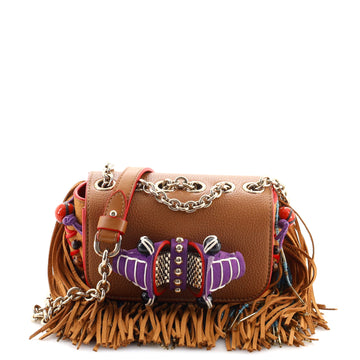Christian Louboutin Fringe Sweet Charity Crossbody Bag Mixed Media Mini