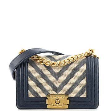 Chanel Boy Flap Bag Braided Chevron Cording and Calfskin Small