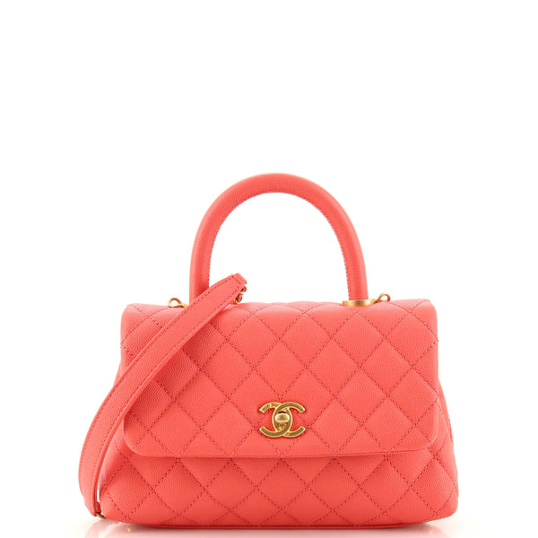 Chanel Coco Top Handle Bag Quilted Caviar Mini Pink 1610841