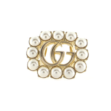 Gucci Double G Ring Metal with Faux Pearls Large