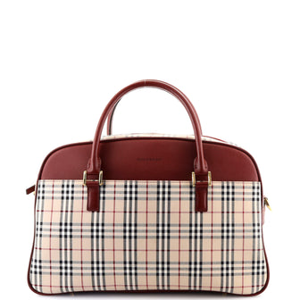 Burberry Vintage Zip Around Duffle Bag House Check Canvas Large