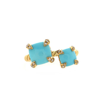 David Yurman Bypass Chatelaine Ring 18K Yellow Gold with Turquoise and Diamonds