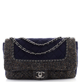 Chanel Flap with Chain Bag Quilted Tweed and Jersey Jumbo