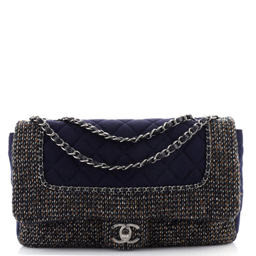 Chanel Flap with Chain Bag Quilted Tweed and Jersey Jumbo