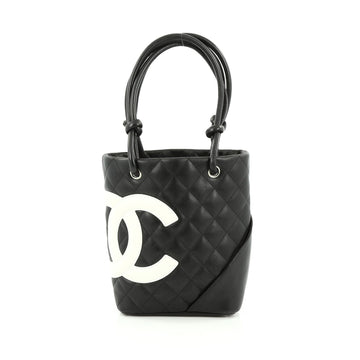 Chanel Cambon Tote Quilted Leather Petite Black