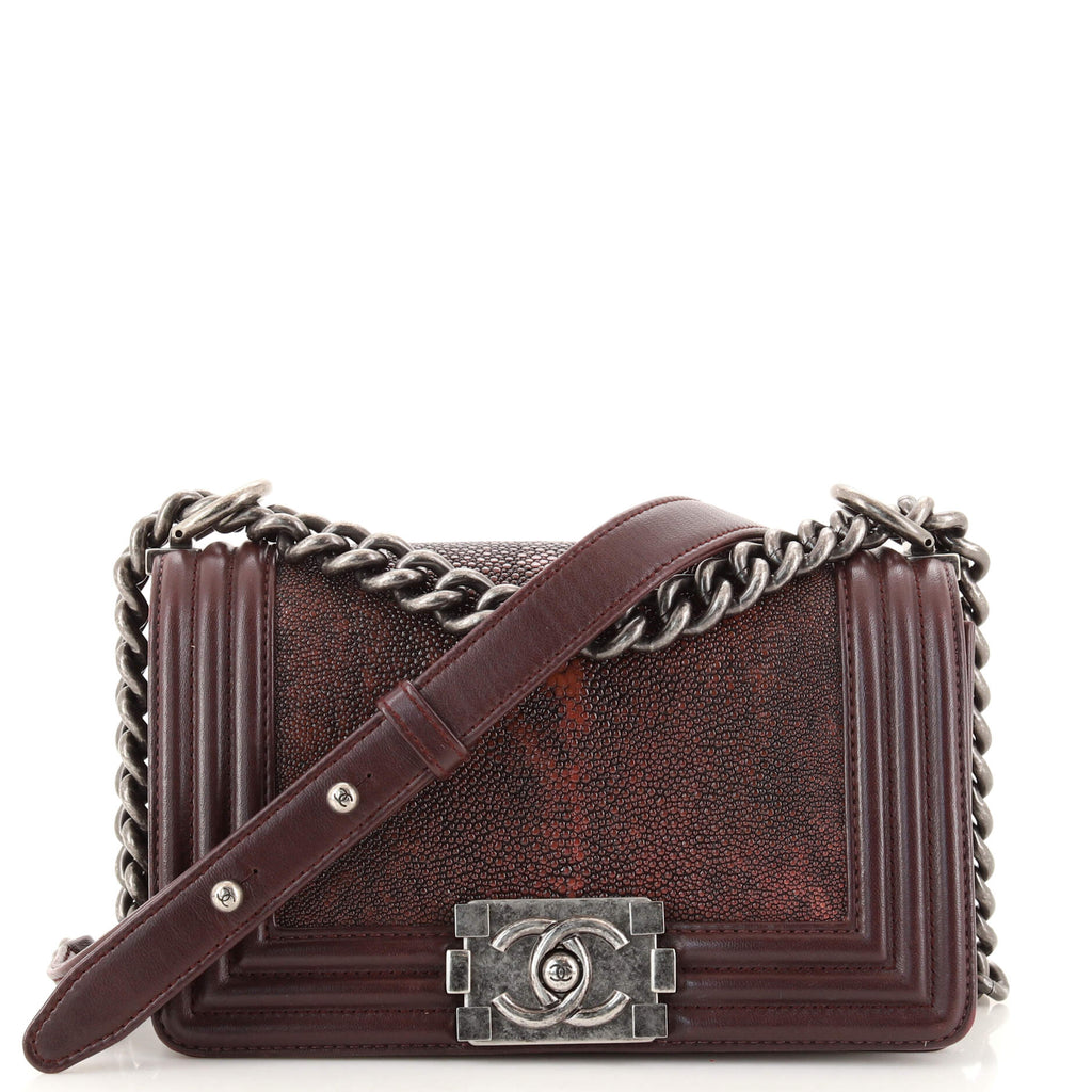 Chanel Boy Flap Bag Stingray Small Red 1611231