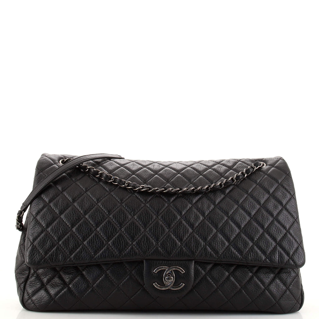 Chanel Airlines CC Flap Bag Quilted Calfskin XXL Black 1611233