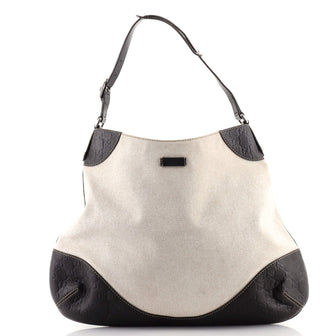 Gucci Zip Hobo (Outlet) Canvas with Guccissima Leather Medium