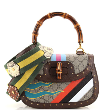 Gucci Bamboo 1947 Top Handle Bag Printed GG Coated Canvas and Studded Leather Medium