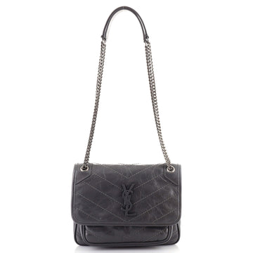 Saint Laurent Niki Chain Flap Bag Matelasse Chevron Leather Baby
