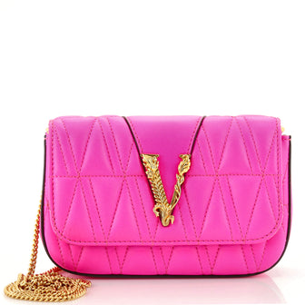 Versace Virtus Clutch on Chain Quilted Leather