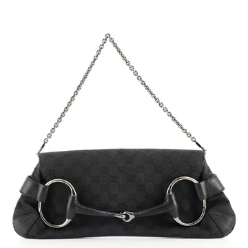 Gucci Horsebit Chain Clutch GG Canvas Large