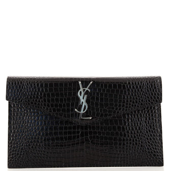 Saint Laurent Uptown Pouch Crocodile Embossed Leather