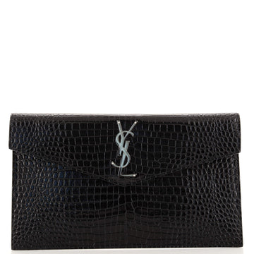 Saint Laurent Uptown Pouch Crocodile Embossed Leather