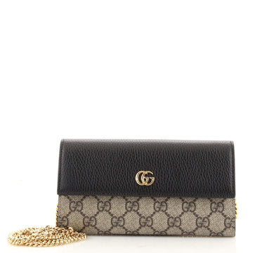 Gucci GG Marmont Continental Chain Wallet GG Coated Canvas and Leather