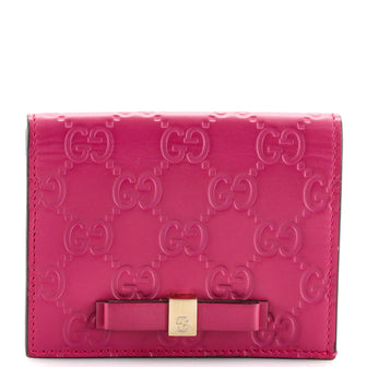 Gucci Bow Flap Card Case Guccissima Leather