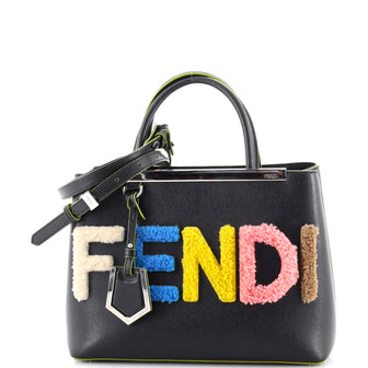 Fendi 2Jours Logo Bag Shearling and Leather Petite