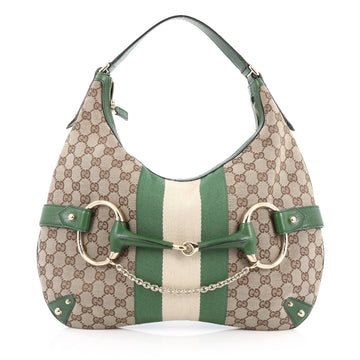Gucci Horsebit Web Hobo GG Canvas Large