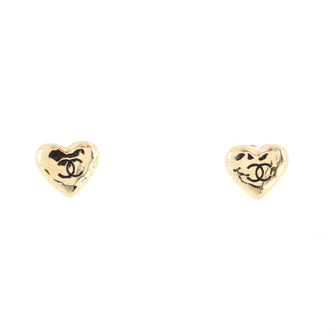 Chanel CC Heart Stud Earrings Metal