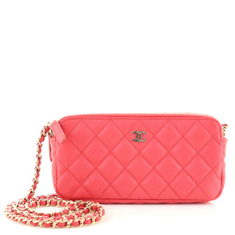 Chanel Double Zip Clutch with Chain Quilted Caviar
