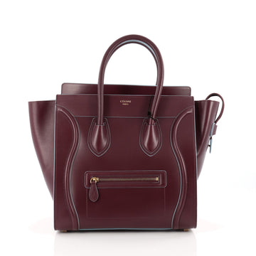Celine Bicolor Luggage Handbag Leather Mini Red