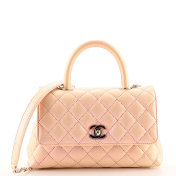 Chanel Coco Top Handle Bag Quilted Iridescent Caviar with Gradient Hardware Mini