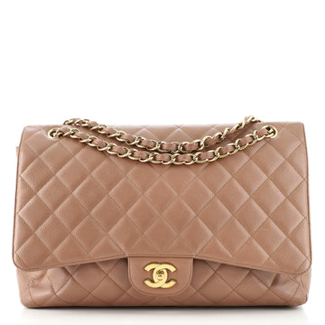 Chanel Vintage Classic Single Flap Bag Quilted Caviar Maxi
