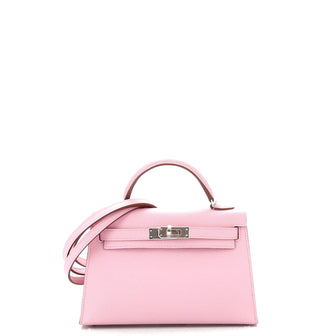 Hermes Kelly Mini II Bag Pink Epsom with Palladium Hardware 20