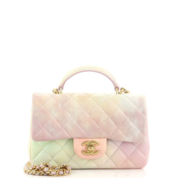 Chanel Classic Single Flap Top Handle Bag Quilted Ombre Lambskin Mini