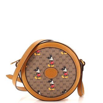 Gucci Disney Mickey Mouse Round Shoulder Bag Printed Mini GG Coated Canvas