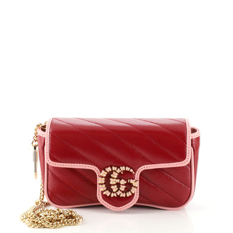 Gucci GG Marmont Flap Bag Diagonal Quilted Leather Super Mini